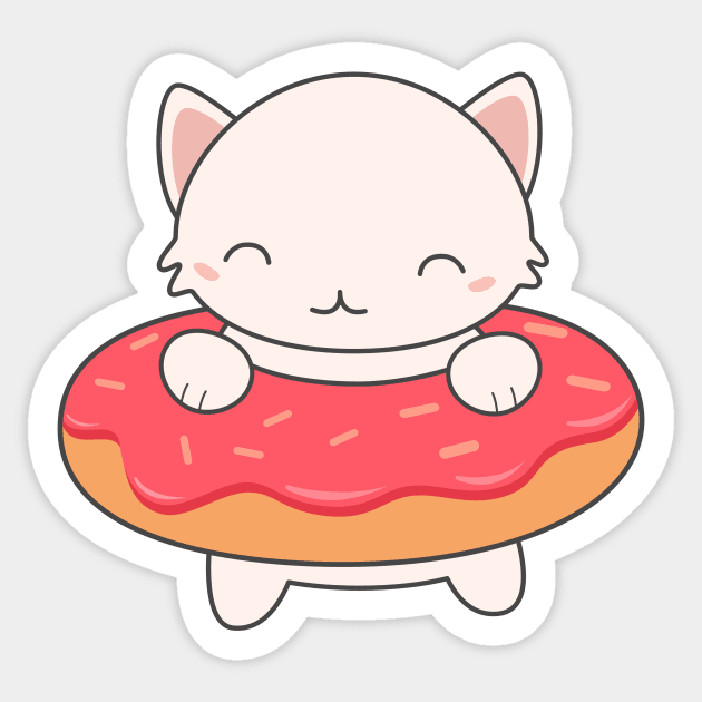 Kawaii Cute Donut Cat T-Shirt Sticker by happinessinatee